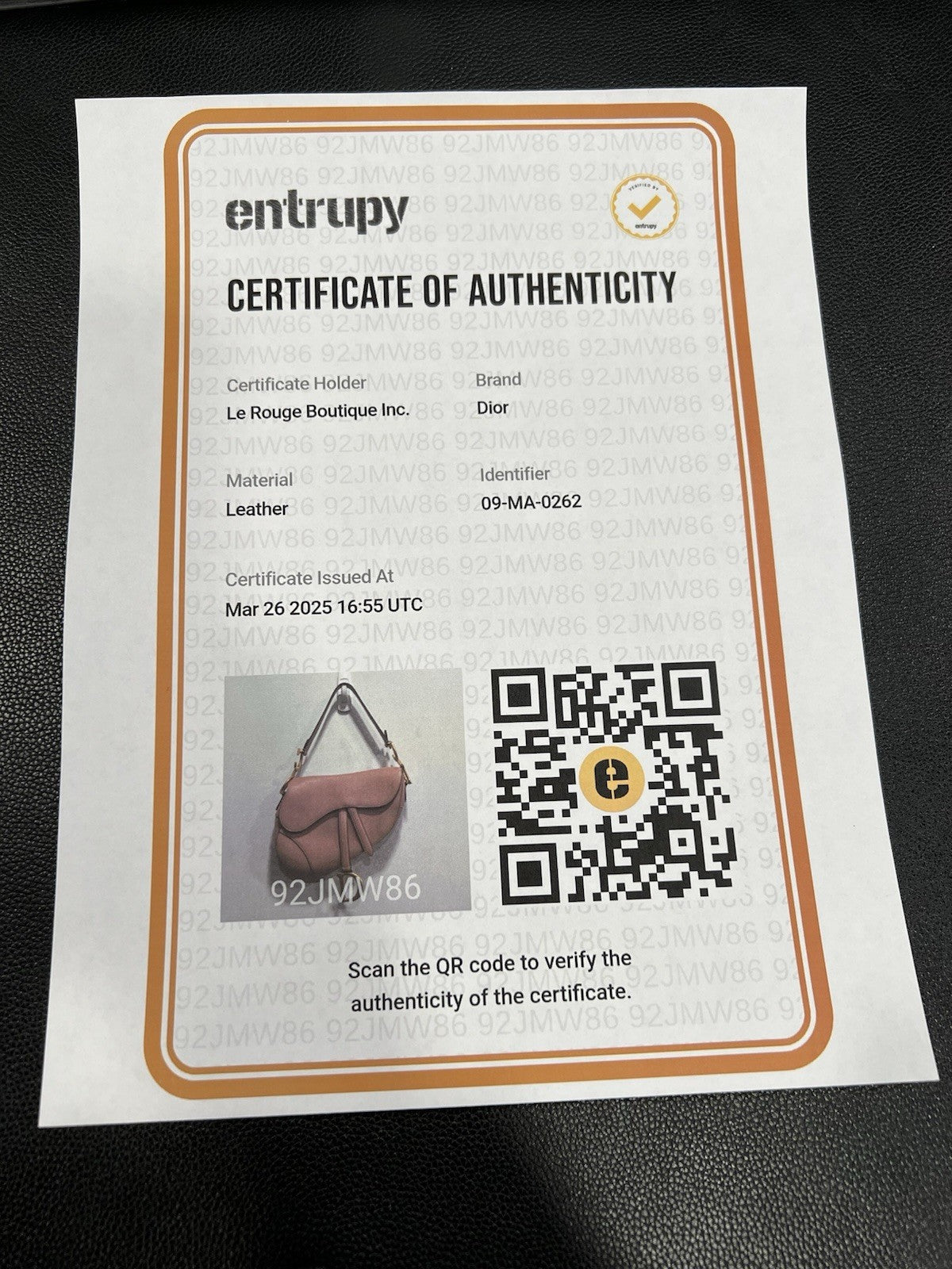 Chrisitan Dior Blush Grained Calfskin Saddle Bag