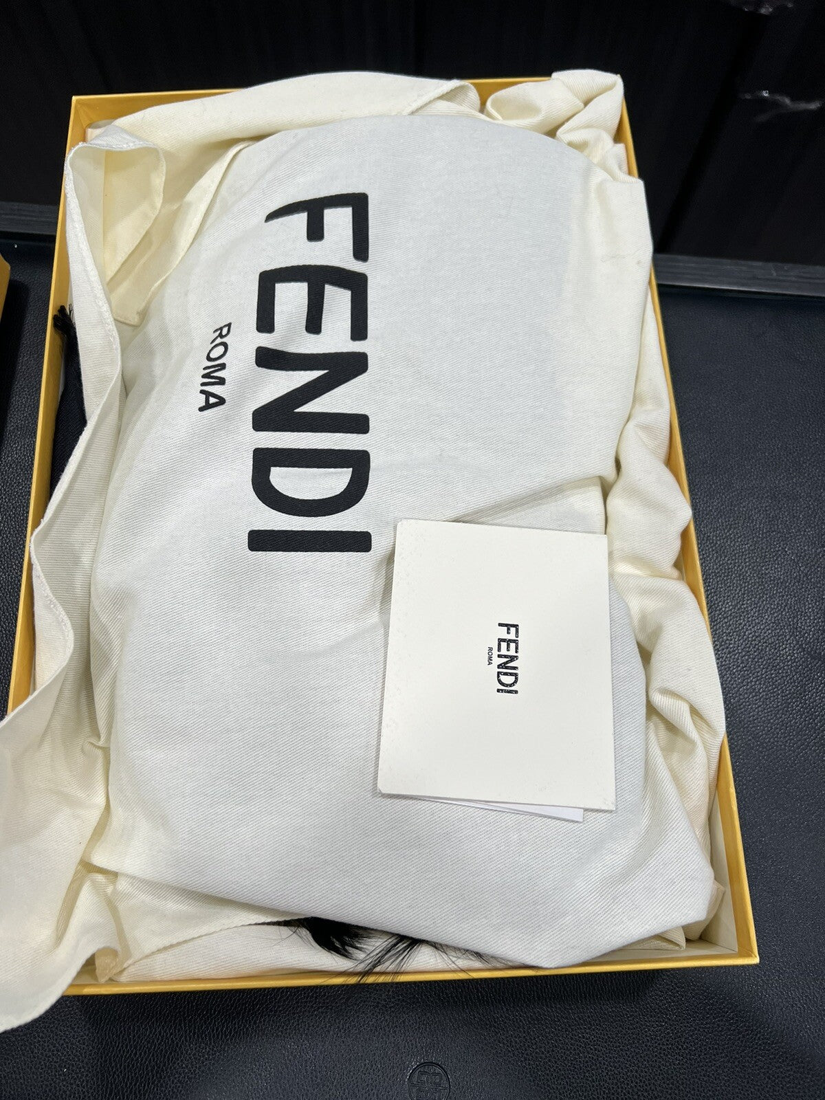 Fendi Silk Wool Blend/Fur Monogram Stole/Scarf With Box & Duster