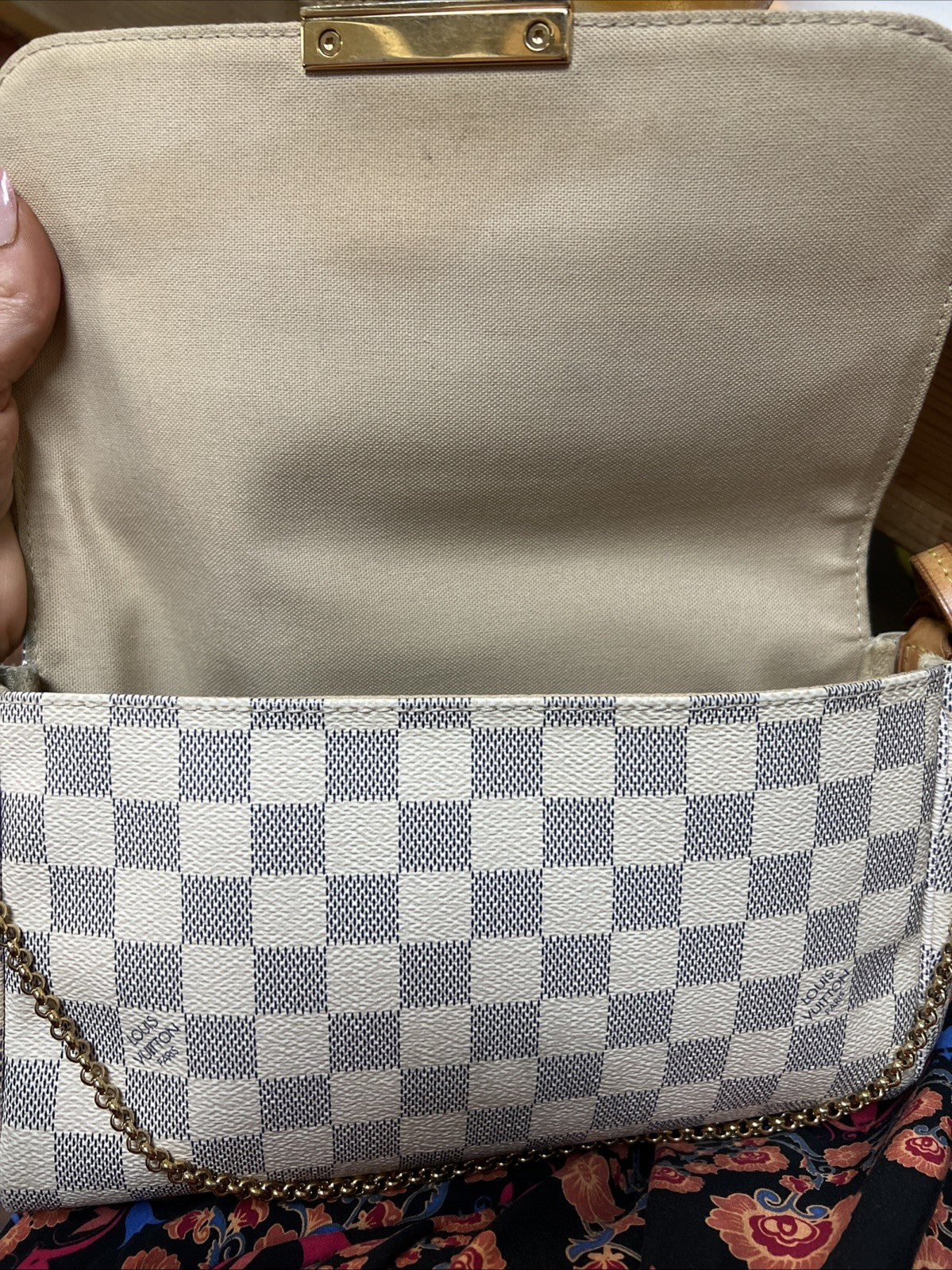 Louis Vuitton Damier Azur Favorite MM Duster & Certificate Of Authenticity