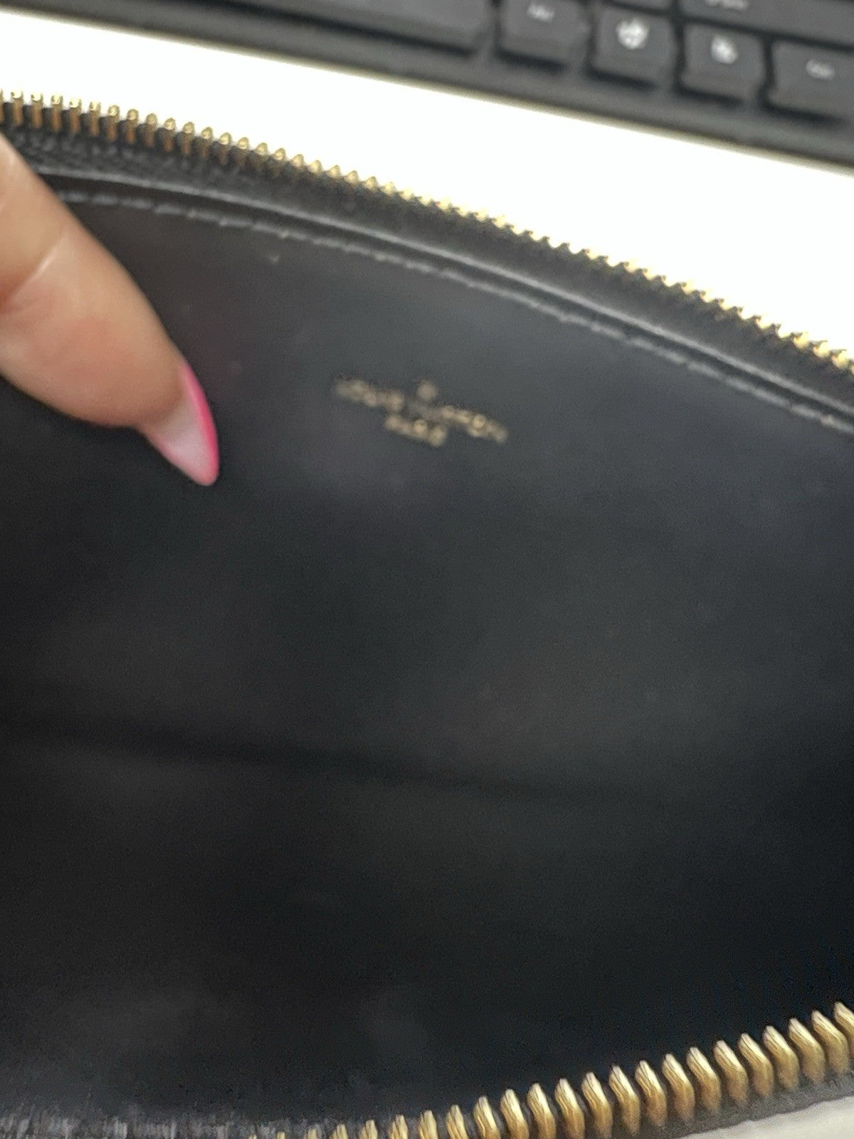 Louis Vuitton Noir Felicie Empreiente Zip Insert Pouch With Authenticity