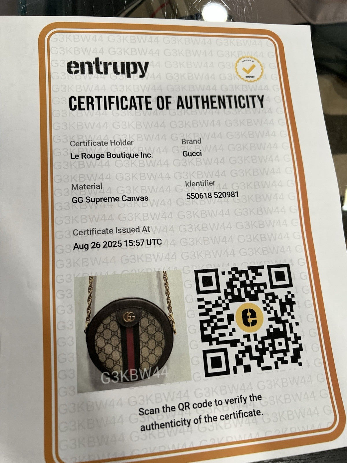 Gucci Ophidia Mini Round Bag With Authenticity