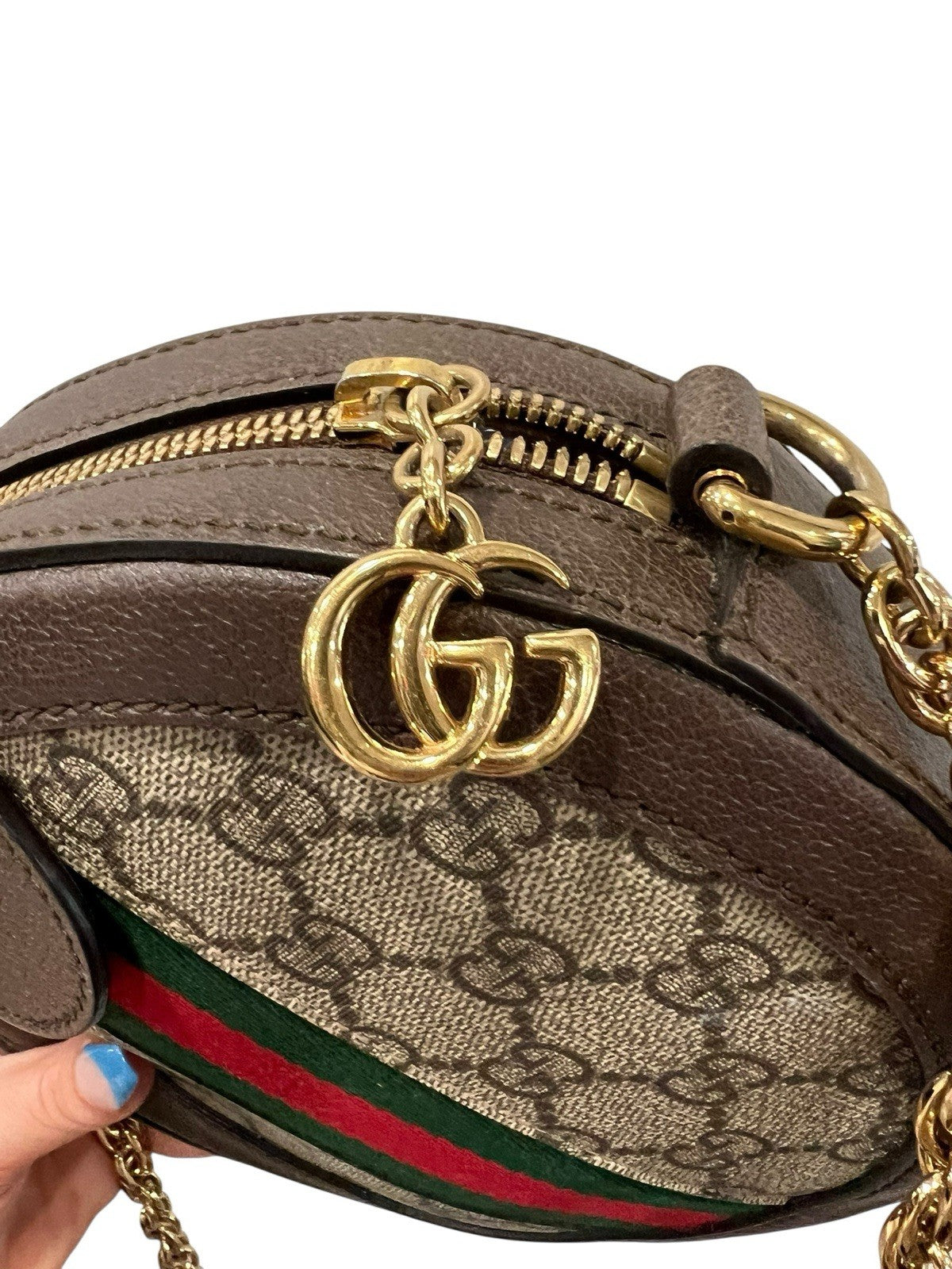 Gucci Ophidia Mini Round Bag With Authenticity