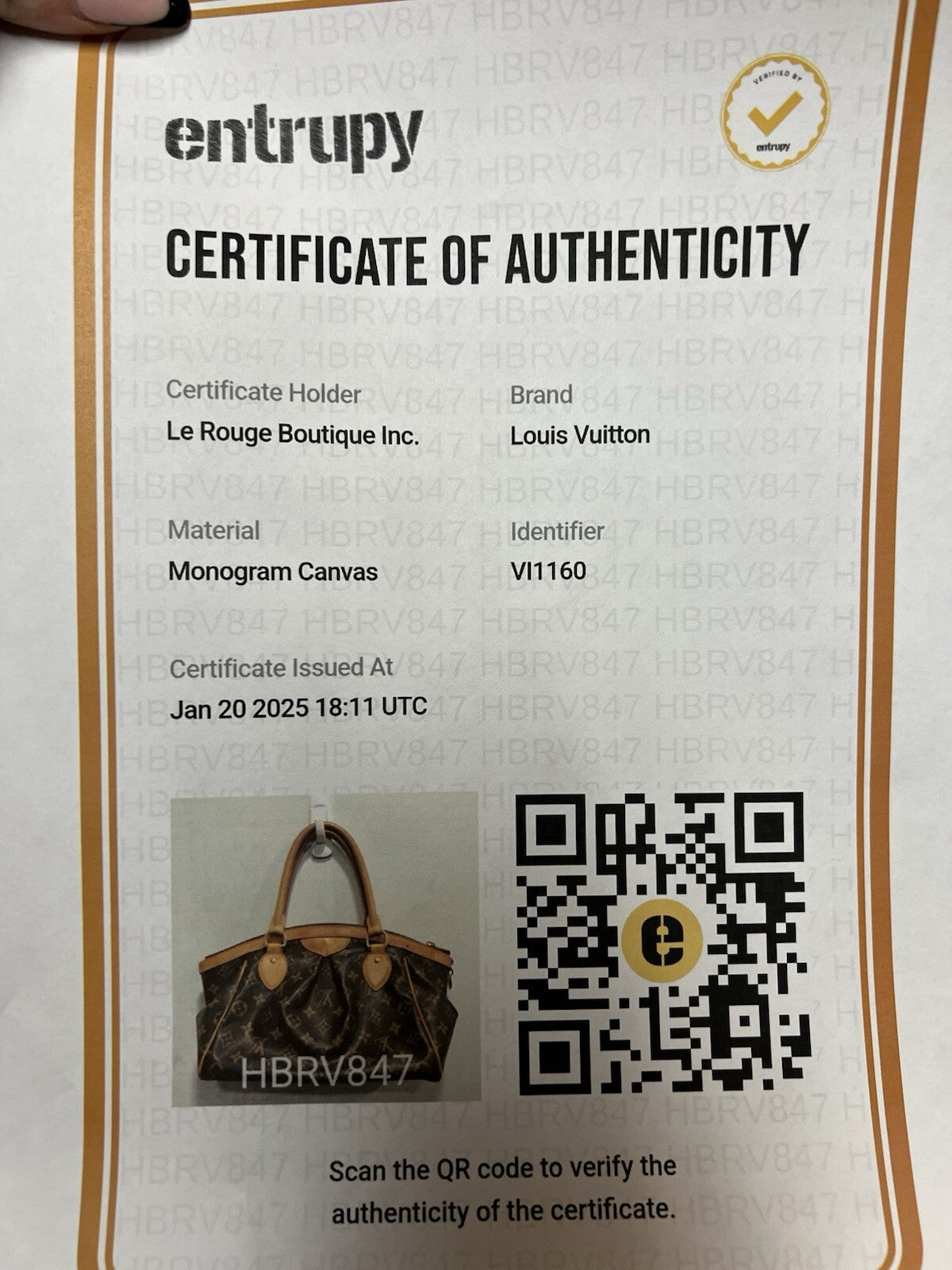 Louis Vuitton Monogram Tivoli PM W/Certificate Of Authenticity