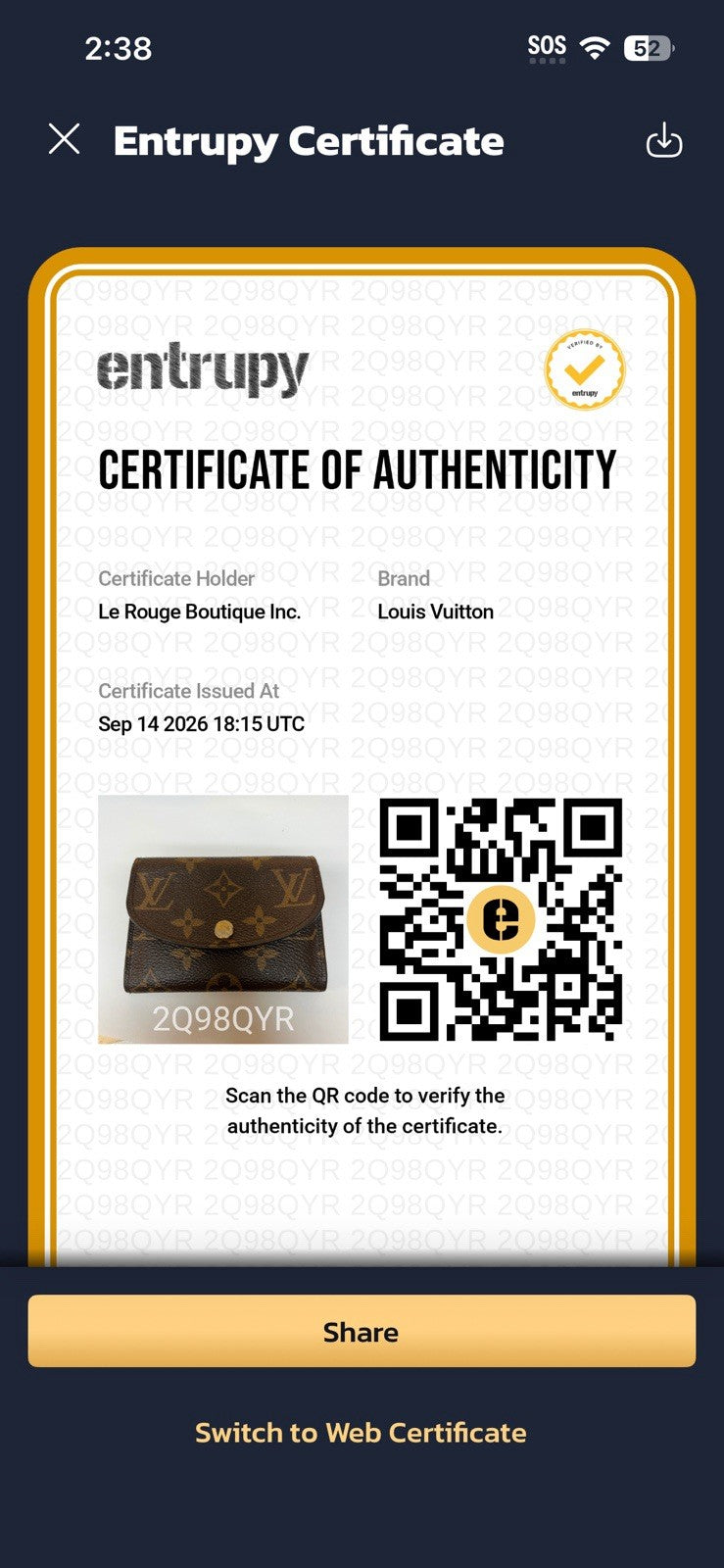 Louis Vuitton Monogram Rosalie Coin/Card Purse Ballerine With Authenticity