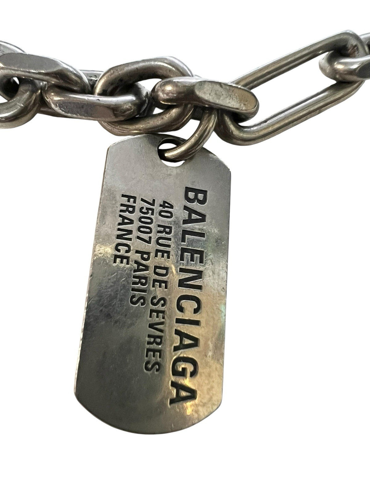 Balenciaga Women's Carabiner Dog Tag Necklace Retail $750