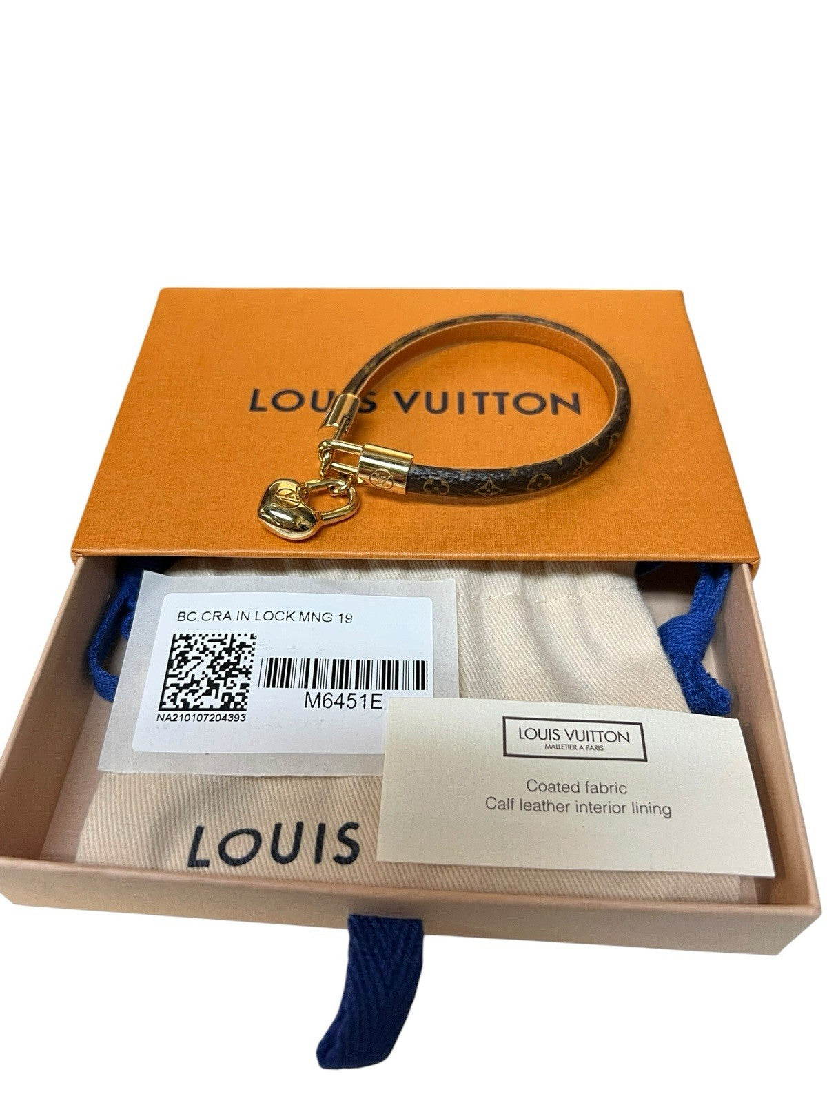 Louis Vuitton Crazy In Lock Charm Bracelet NIB Retail $440 Size 19 M 7.5”