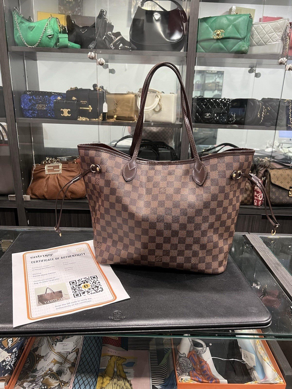 Louis Vuitton Damier Ebene Neverful MM W/Authenticity (NO INSERT)