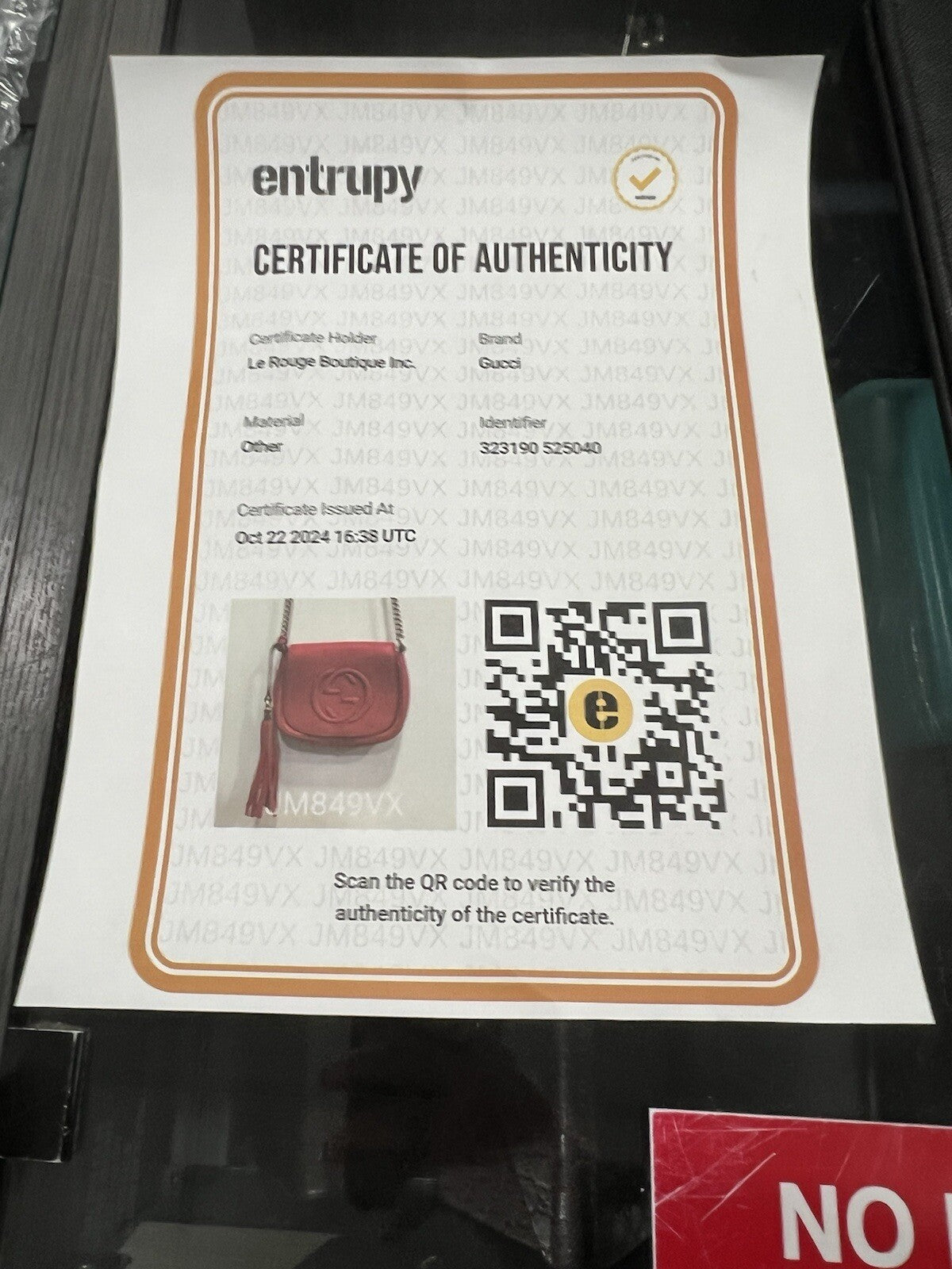 Gucci Red Leather Soho Mini Chain Bag With Certficate of Authenticity