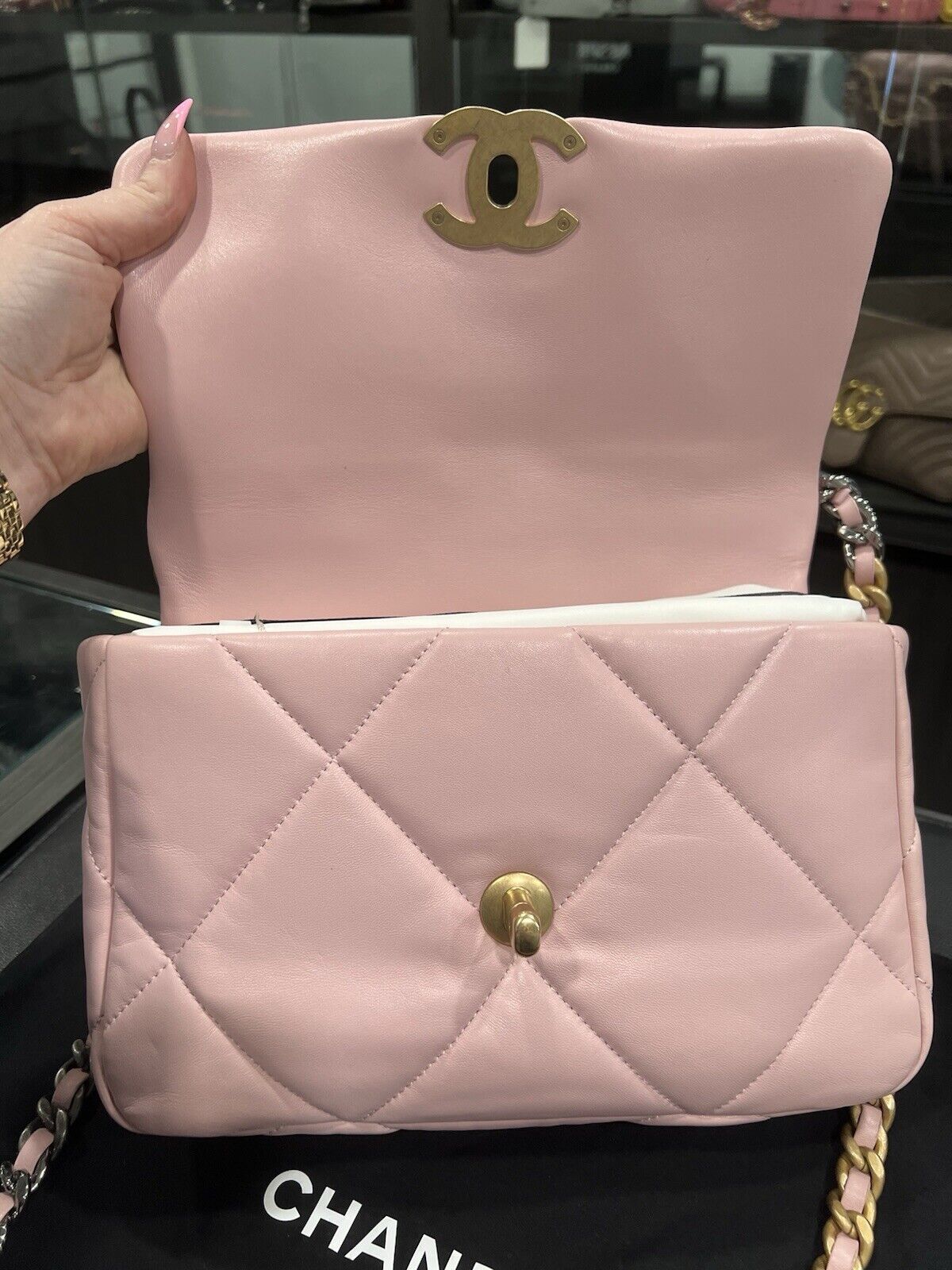 Chanel Medium 19 Flap Bag Baby Pink W/Authenticity Retail $6600