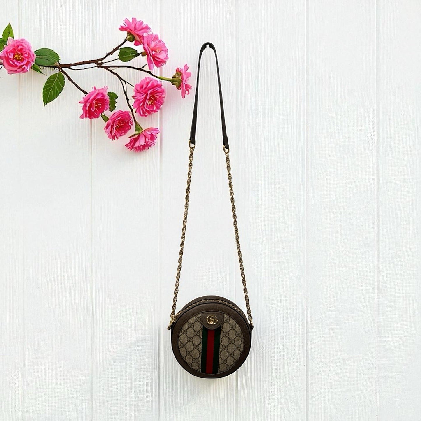 Gucci Ophidia Mini Round Bag With Authenticity