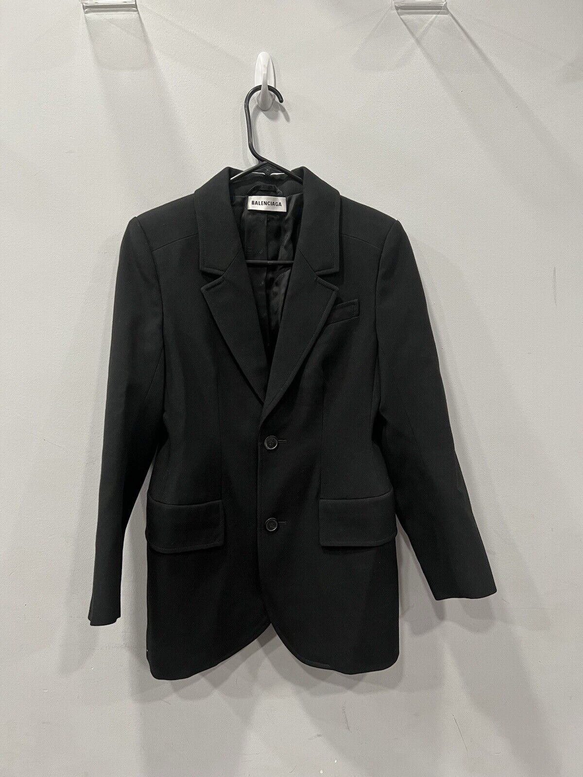 Balenciaga 2016 Black Virgin Wool Hourglass Blazer Size 36/US4 Retail $3200