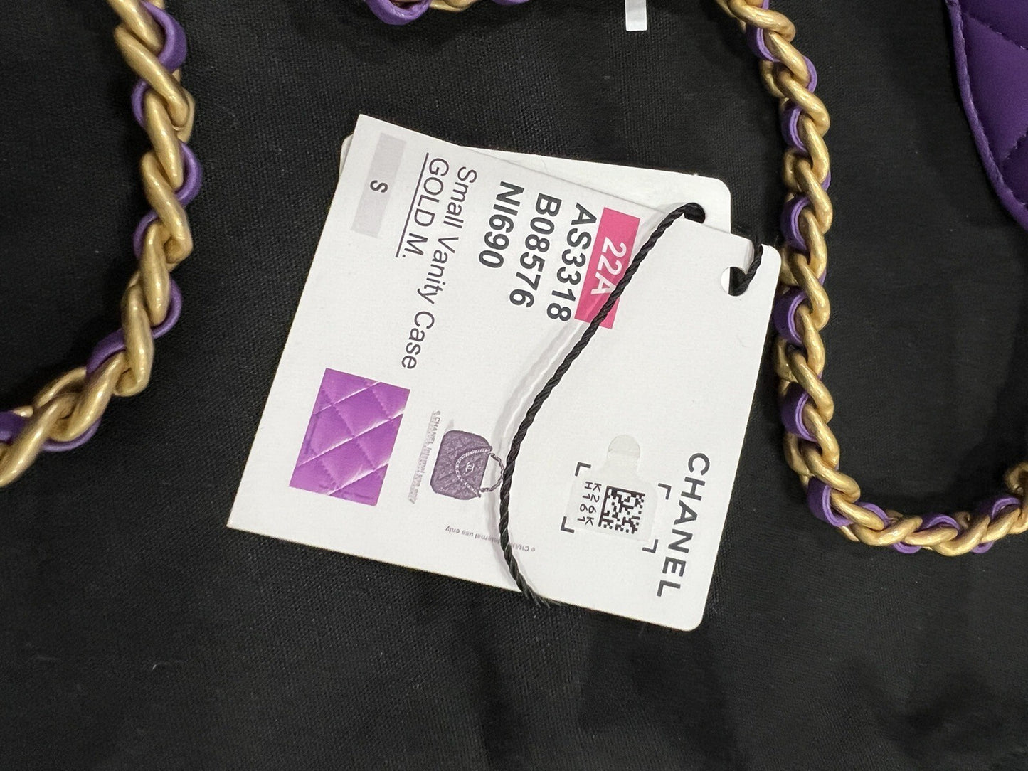 Chanel Vanity Case Purple/Antique Gold Includes Tags Duster AUTHENTIC