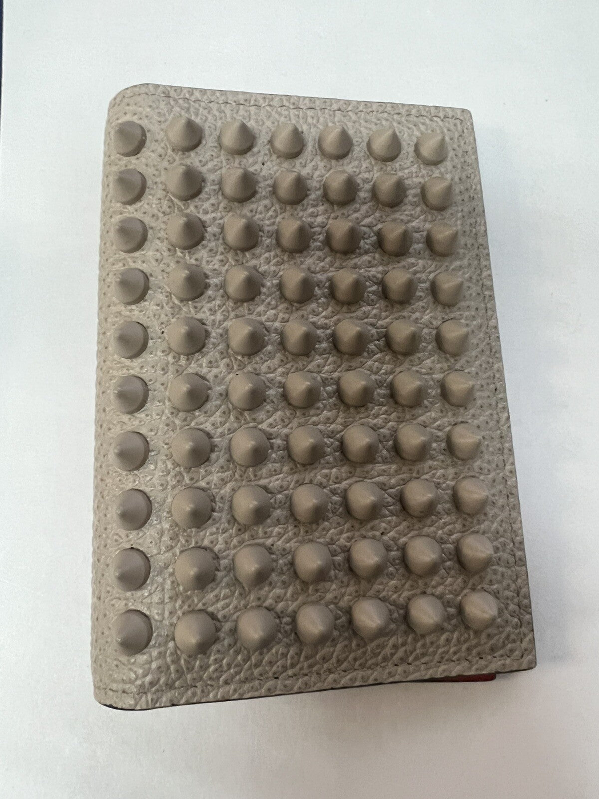 Christian Louboutin Beige Leather Spike Card Case