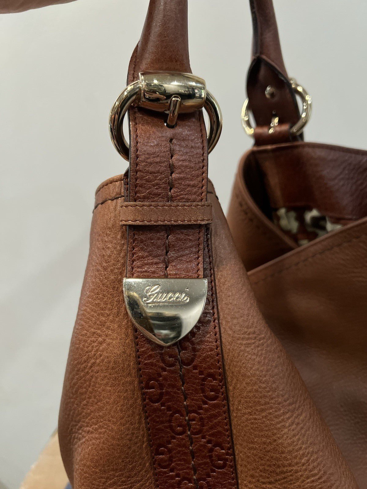 Gucci Leather Large Signoria Cognac Large Hobo Bag W/Authenticity