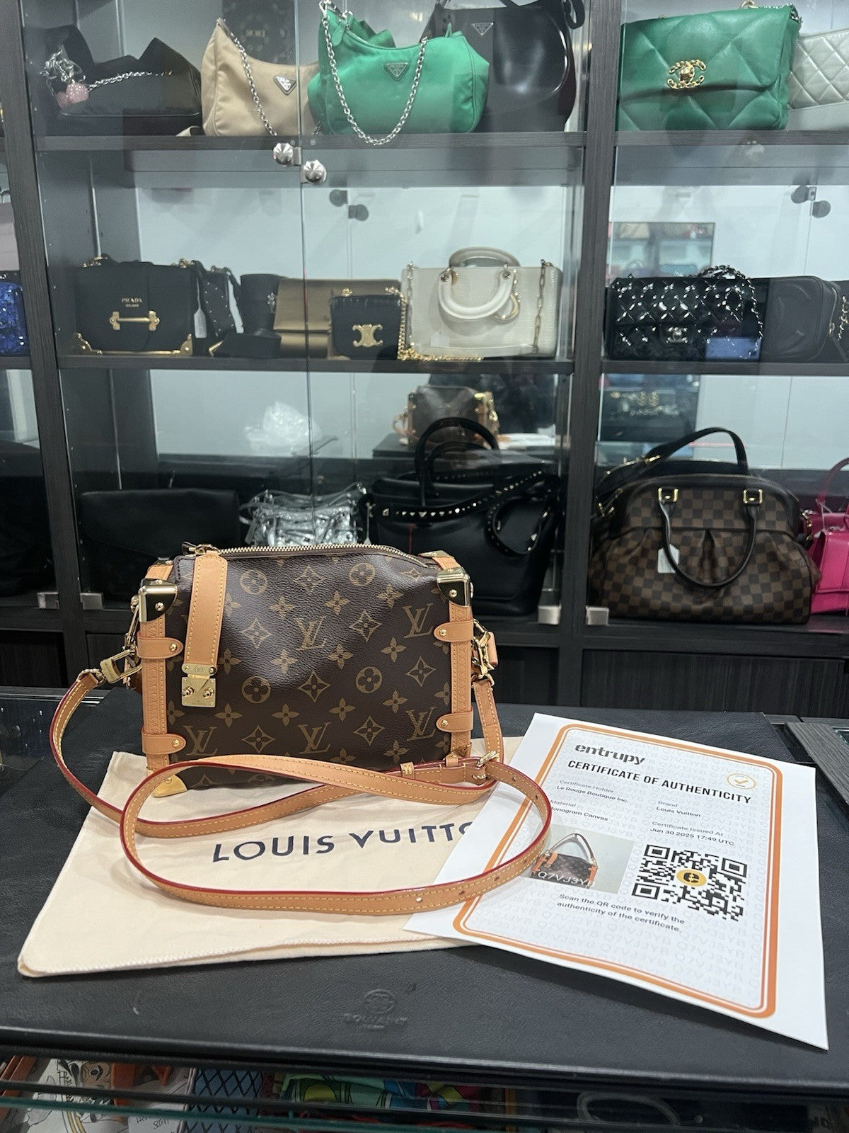 Louis Vuitton Side Trunk Bag MM With Duster Tag & Authenticity
