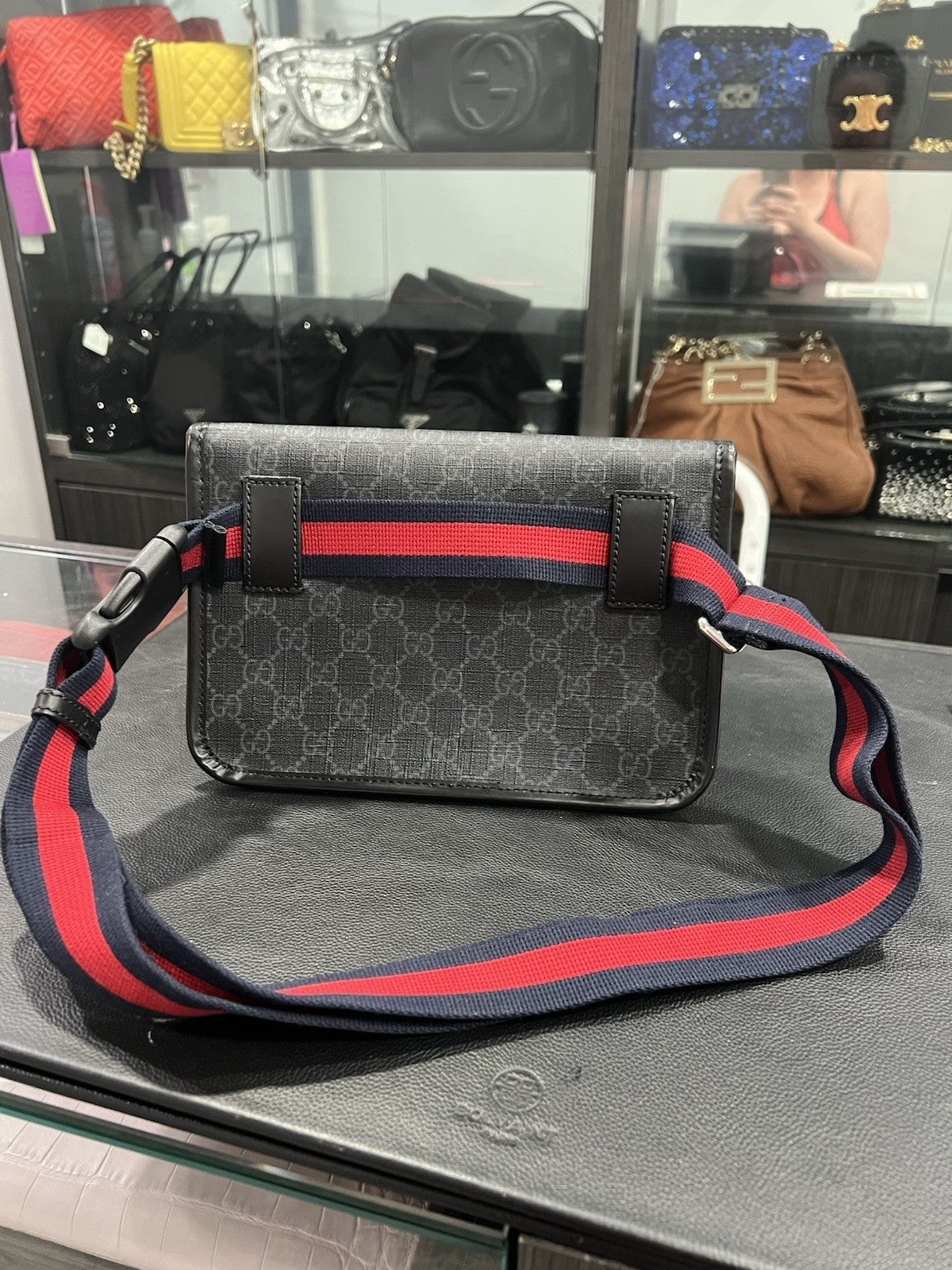 Gucci Black GG Supreme Belt Bag With Authenticity