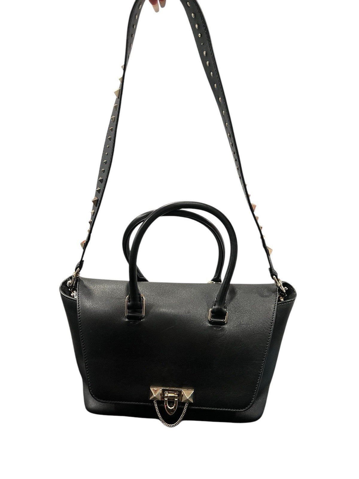 Valentino Garavani Demilune Flap Rockstud Leather Satchel Retail $2745