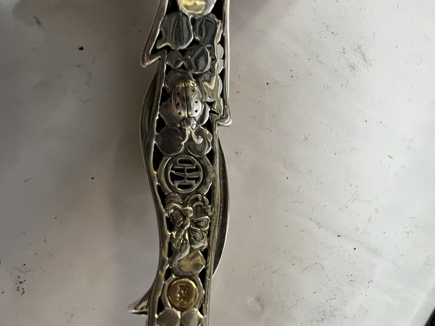 John Hardy .925 Sterling Silver 18k Gold Dot Leaf Bracelet 6.5" 36.0g