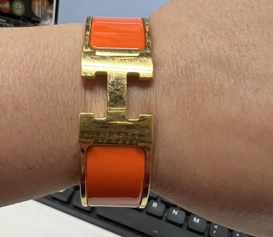 Hermes Clic Clac H Orange/Gold Bracelet PM
