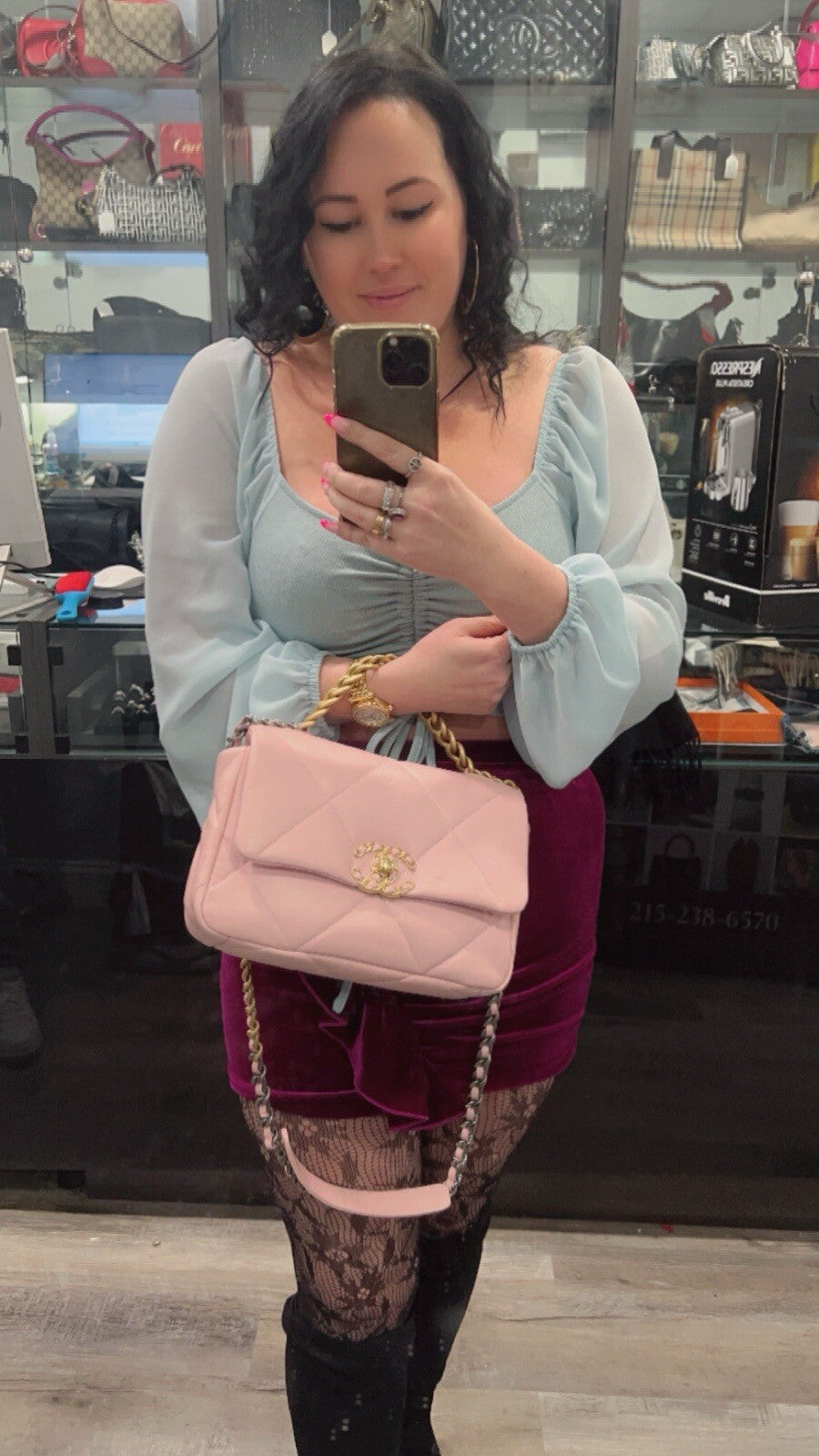 Chanel Medium 19 Flap Bag Baby Pink W/Authenticity Retail $6600