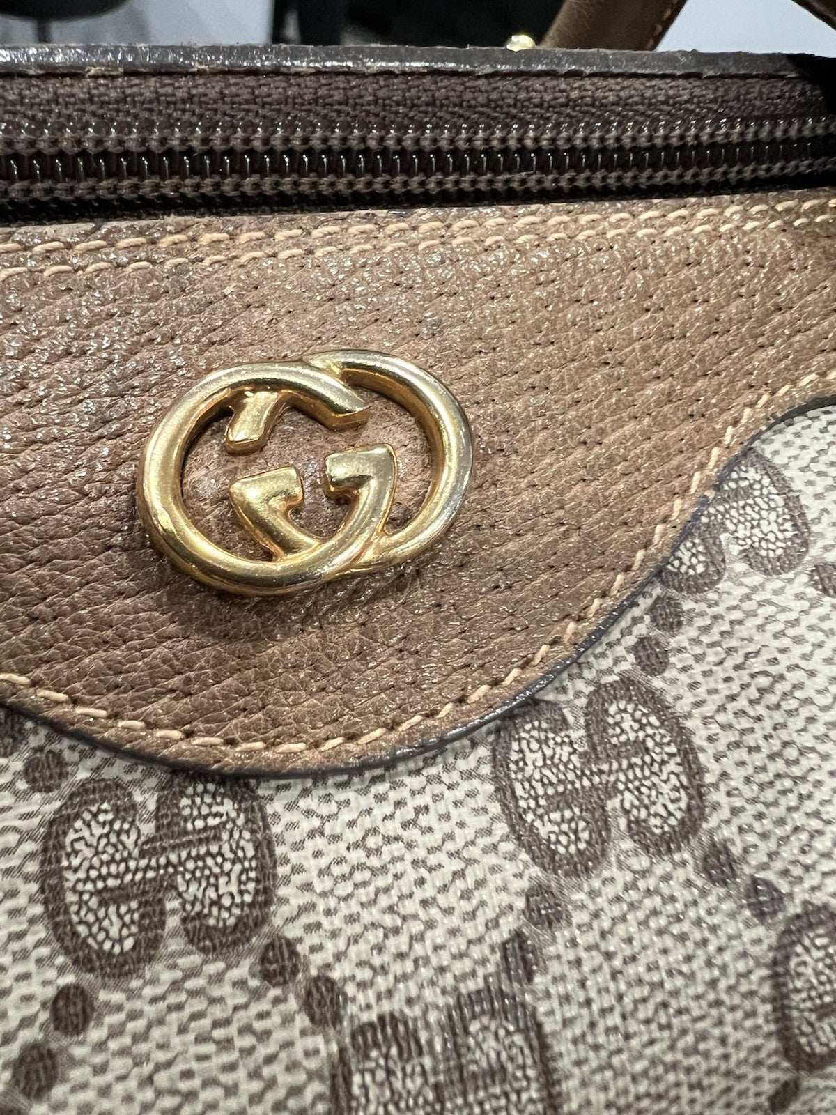 Gucci Vintage GG Supreme Dr Bag With Gold Plated Hardware