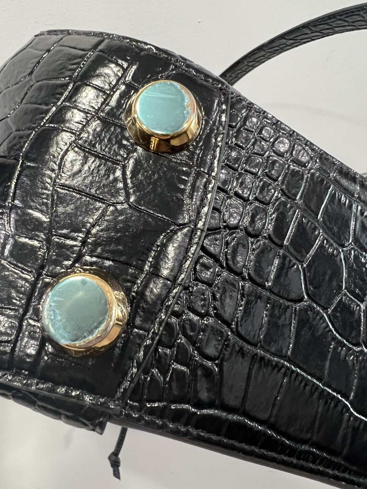 Senreve Fiore Vegan Leather Black Croc Embossed Bucket Bag Retail $825