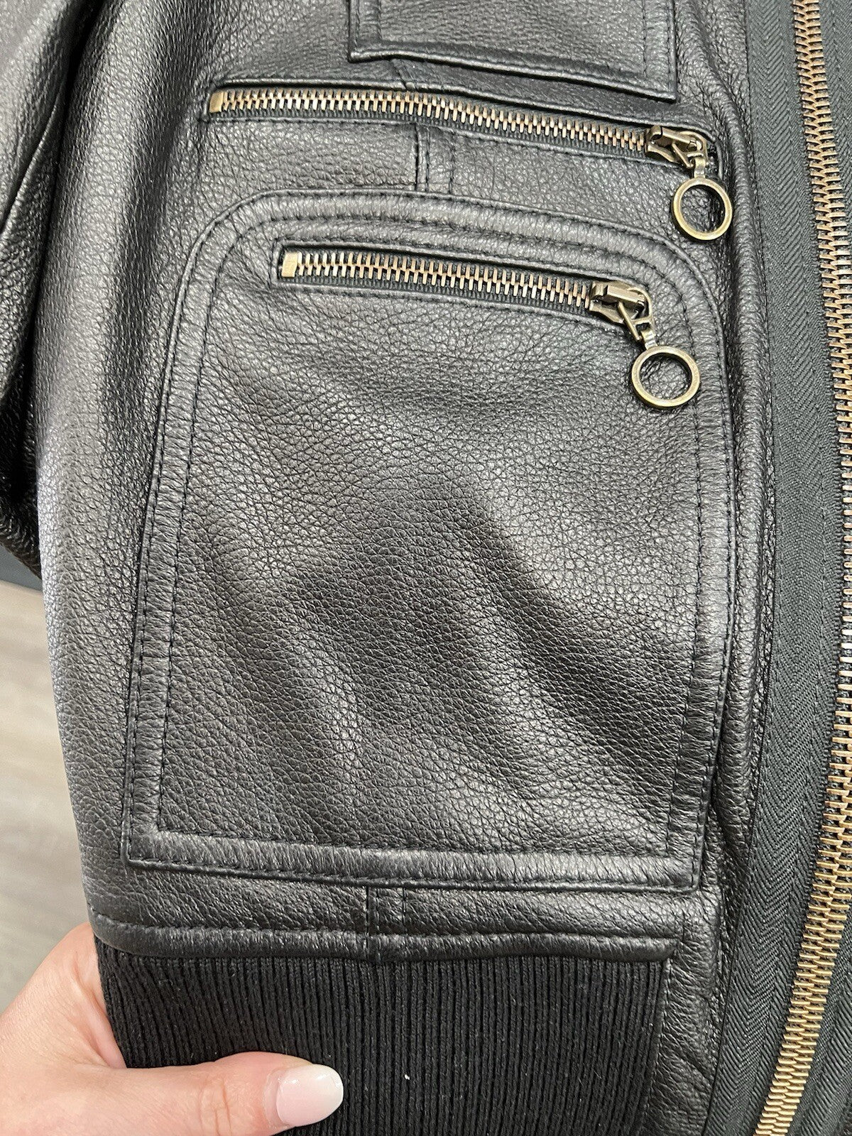 Tod's Women's Black Leather Pilot Leather Jacket Size XS Retail $4k