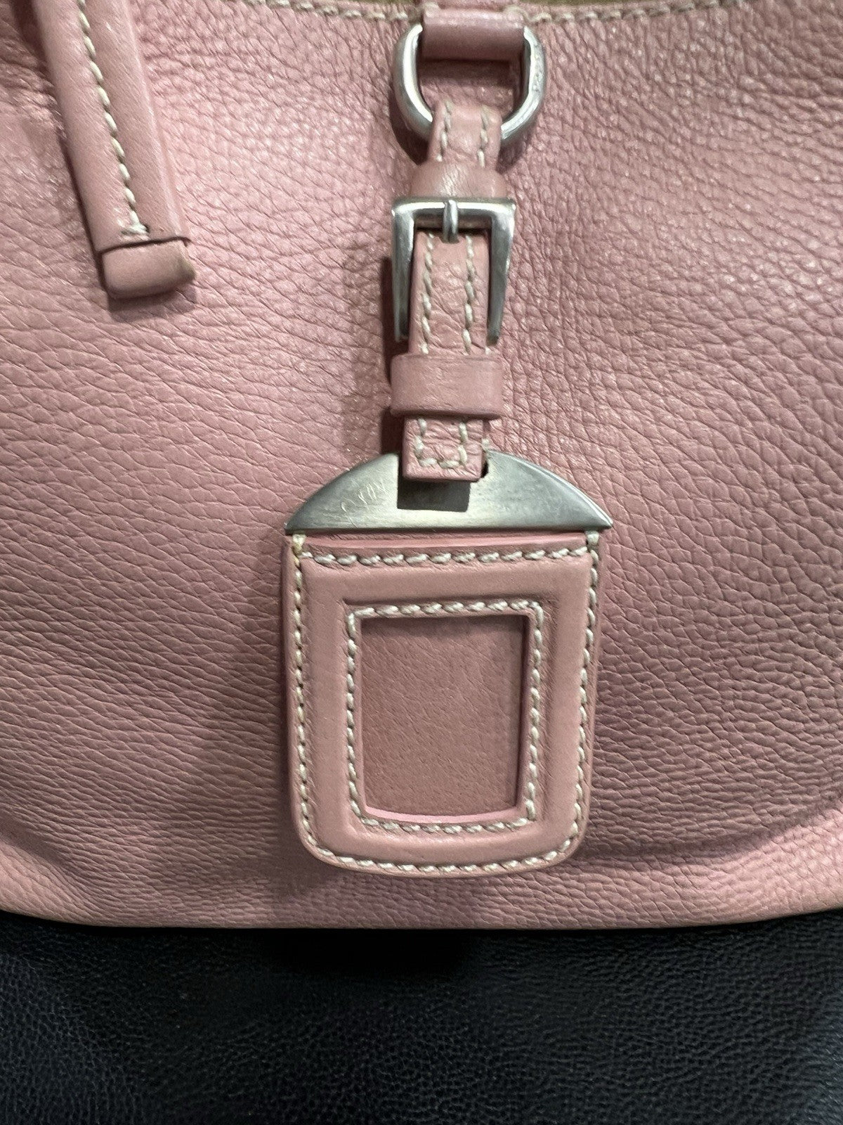 Prada Pink Leather Hobo Shoulder Bag With Authenticity