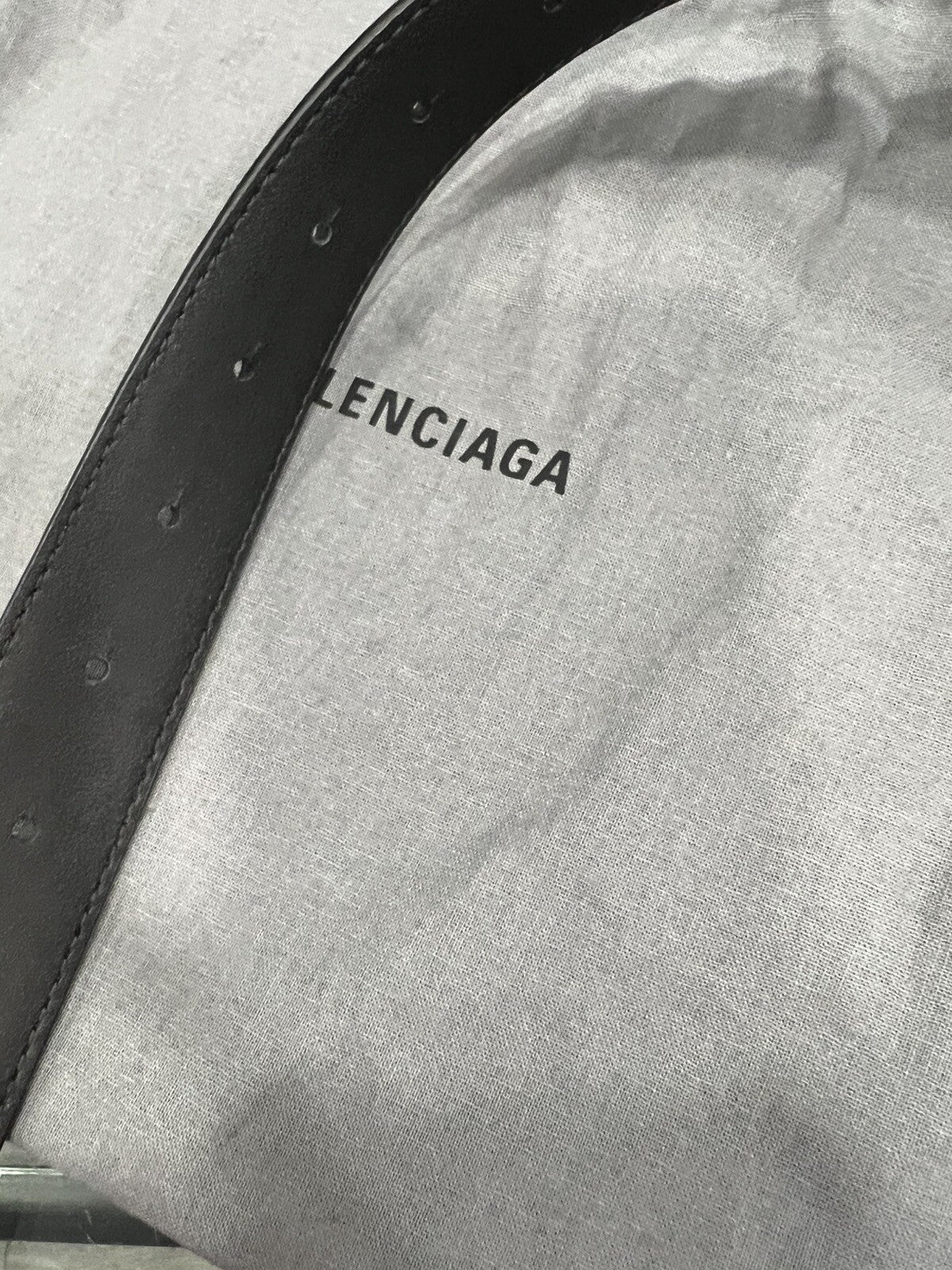 Balenciaga Black Croc Embossed Leather Belt with Duster NEW Size S