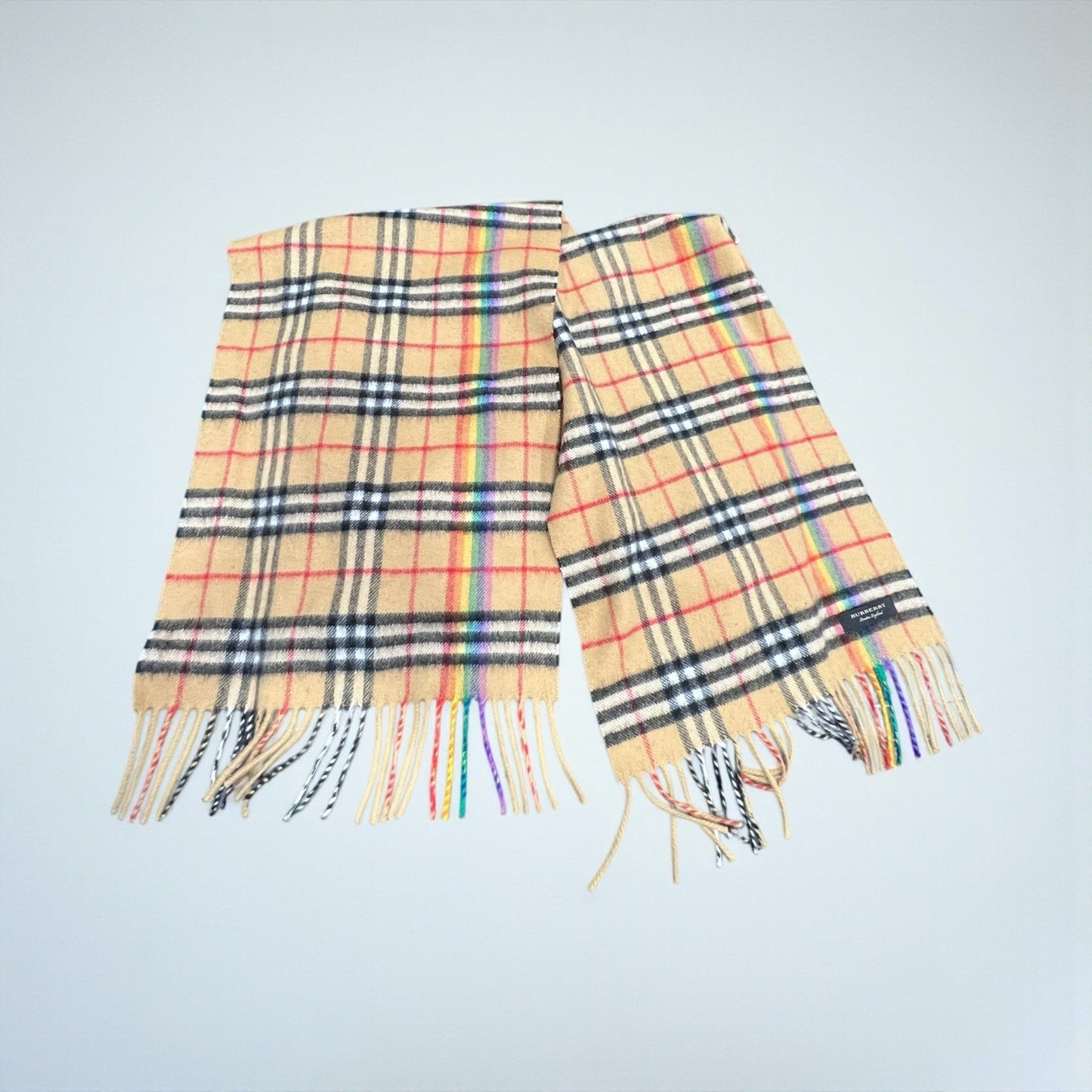 Burberry London Limited Edition Classic Check Cashmere Rainbow Scarf