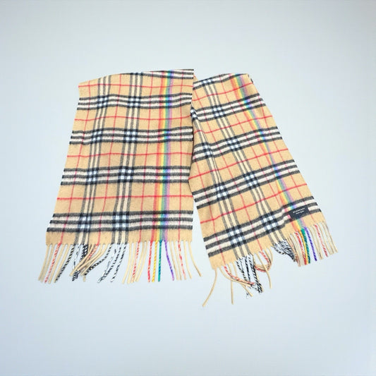 Burberry London Limited Edition Classic Check Cashmere Rainbow Scarf