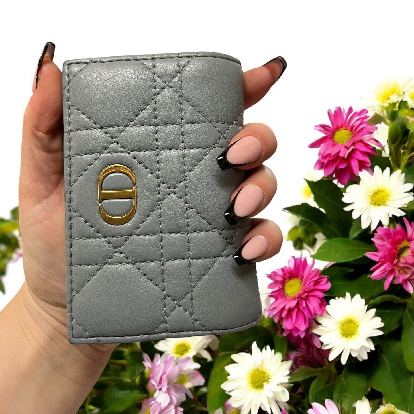 Dior Caro Glycine Wallet Cloud Blue Supple Cannage Calfskin