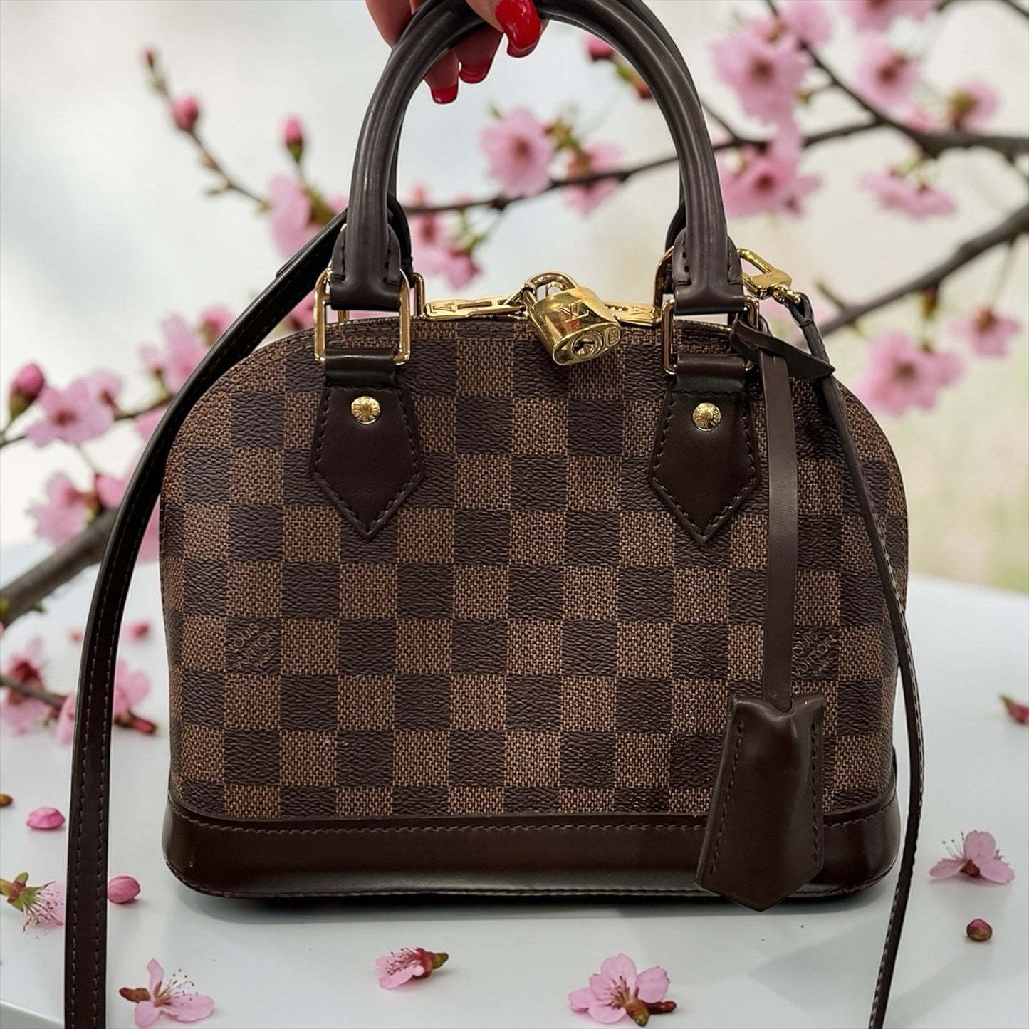 Louis Vuitton Damier Ebene BB Alma Crossbody Bag Lock & Key