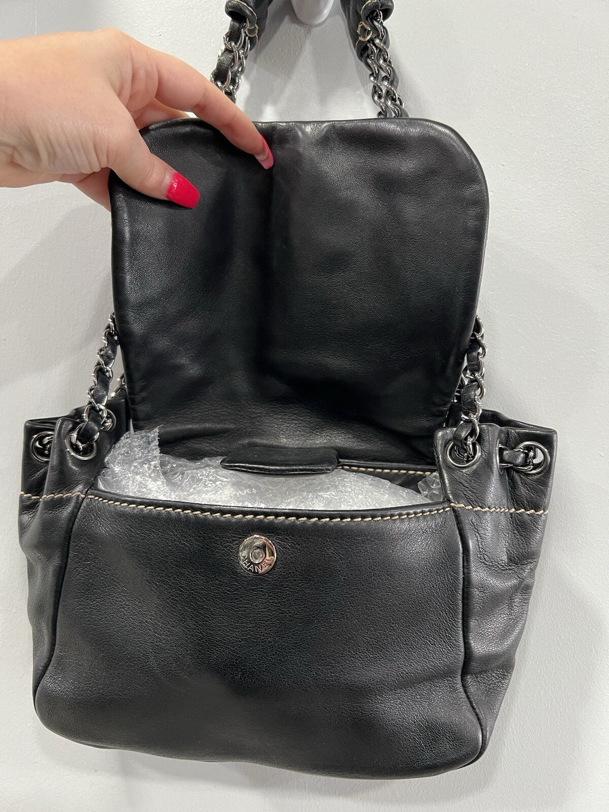 Chanel Wild Stitch Lambskin Chain Bag W/Certificate Of Authenticity