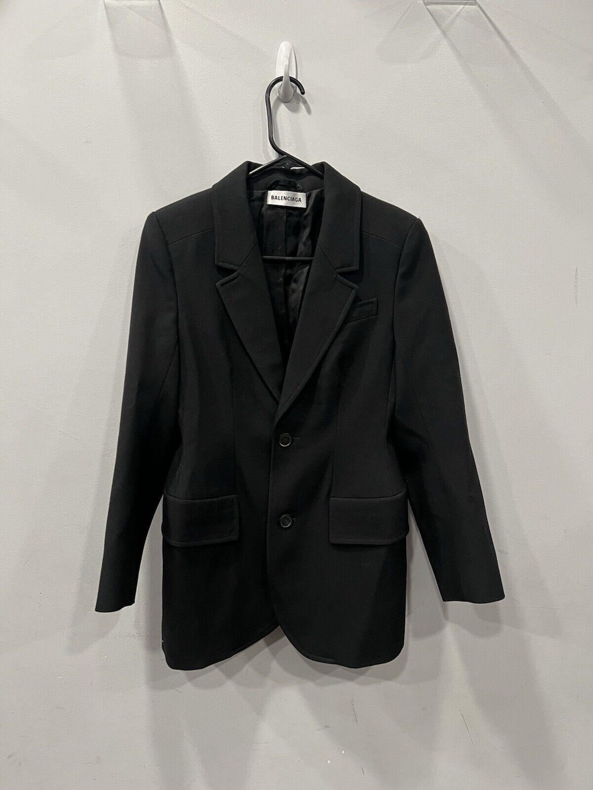 Balenciaga 2016 Black Virgin Wool Hourglass Blazer Size 36/US4 Retail $3200