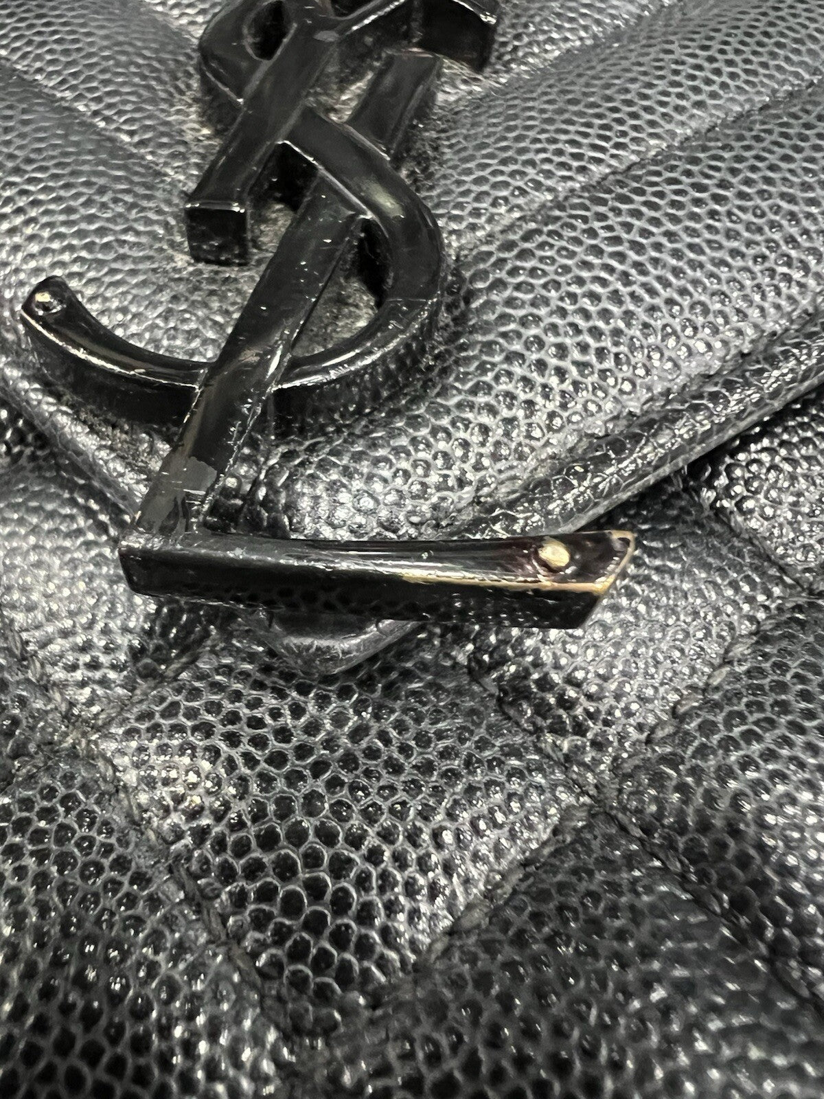 YSL Saint Laurent Black Large Triquilt Bag Retail $3300
