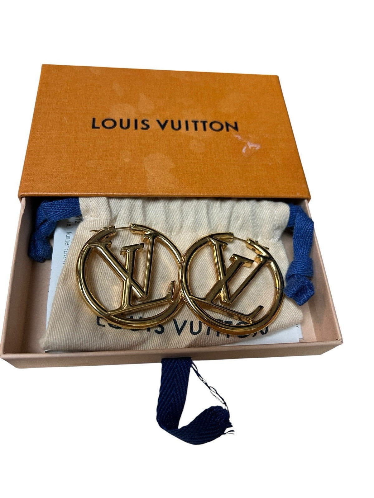 Louis Vuitton Louise GM Hoop Earrings Box Duster & Receipt Retail $740