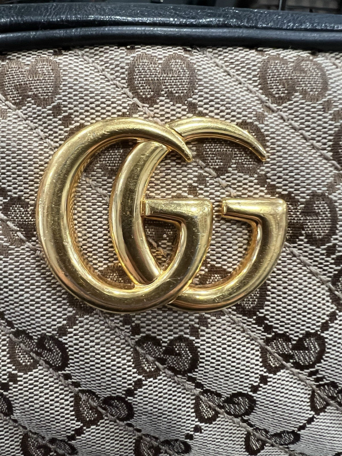 Gucci Marmont Monogram Black Leather Gold Hardware Crossbody W/Authenticity