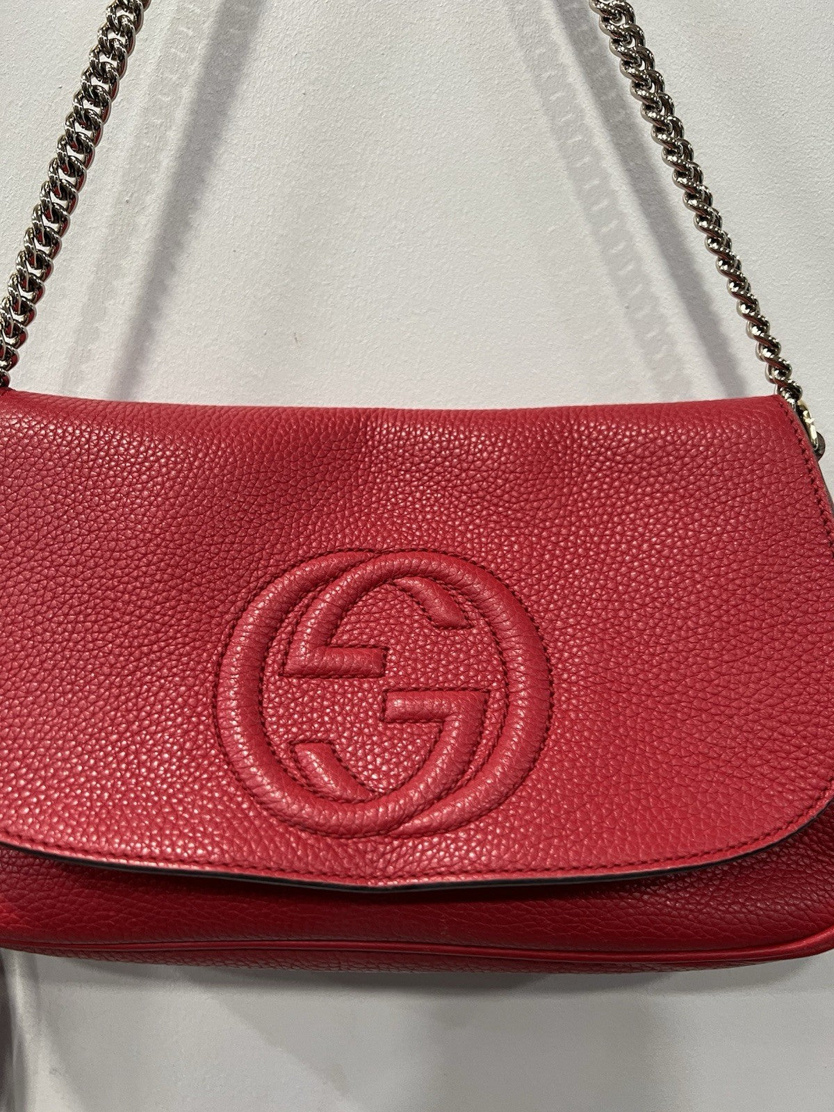 Gucci Red Classic Soho Flap Bag W/Authenticity