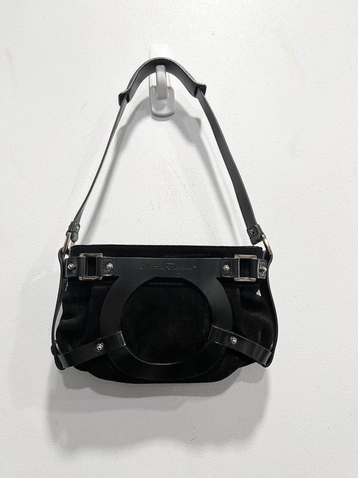 Salvatore Ferramao Gancino Nubuck Baguette Shouler Bag