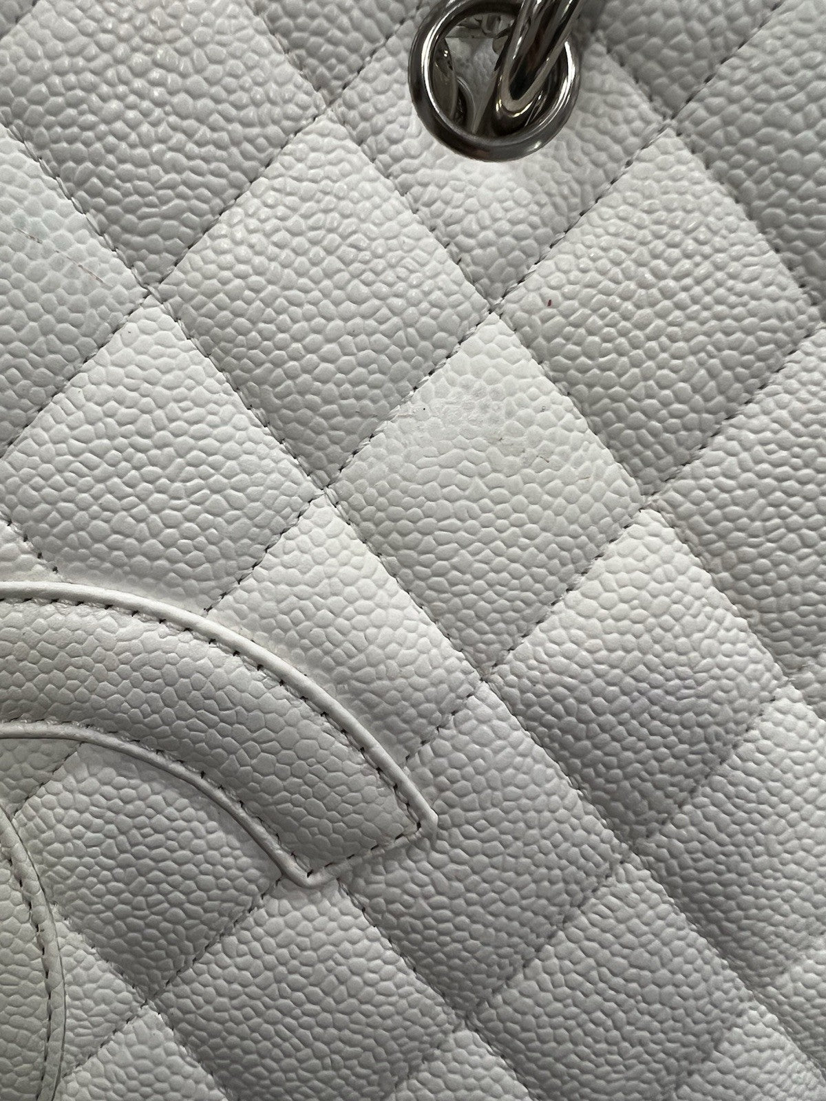 Chanel Caviar Quilted Grand Shopping Tote GST White W/Authenticity