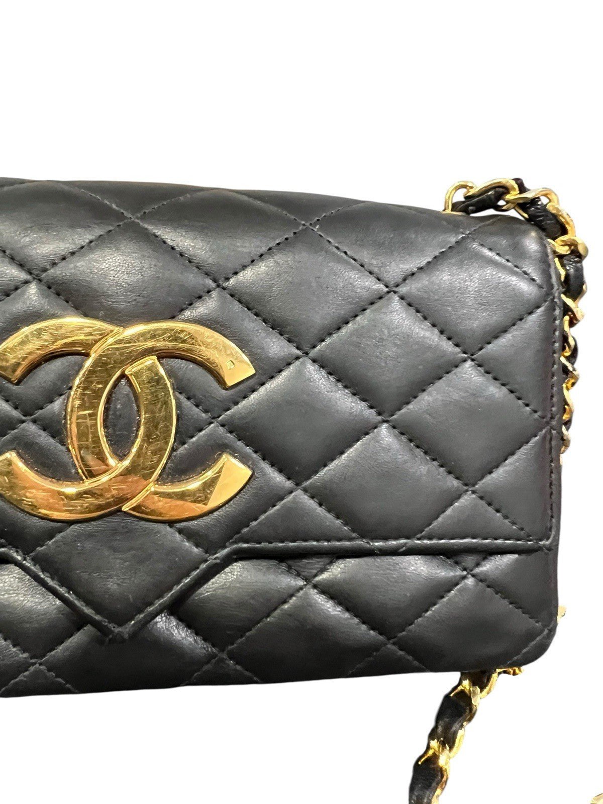 Chanel Vintage 24k Gold Plated Rectangular Single Flap Chain Bag