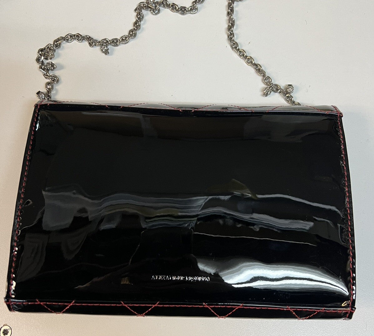 Alexander McQueen Black Patent Skull Chain Bag Quilted
