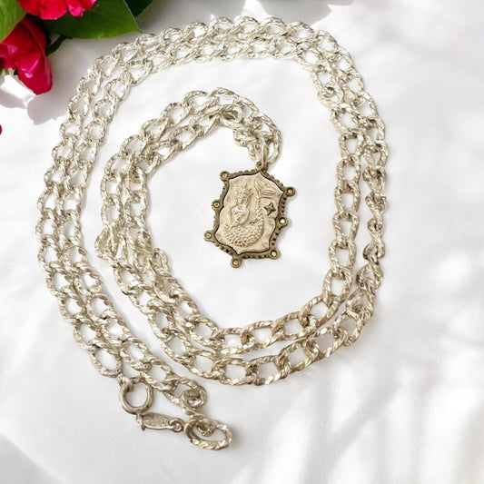 Henkel & Grosse Germany Sterling Silver Chain .925 W/ Lyric & Lore Pendant 32"