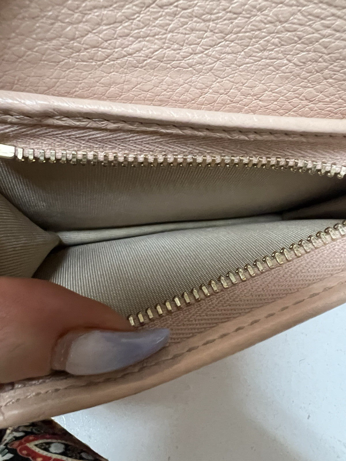 Gucci GG Emblem Peach Leather Bifold Small Wallet With Authenticity