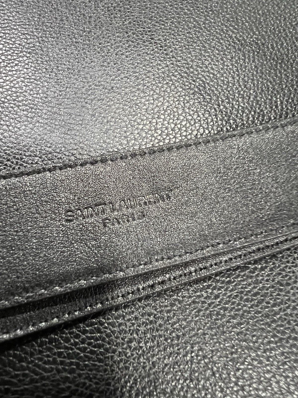 YSL Black & Silver Plated Cassandre Leather Monogram Belt Sz 90cm