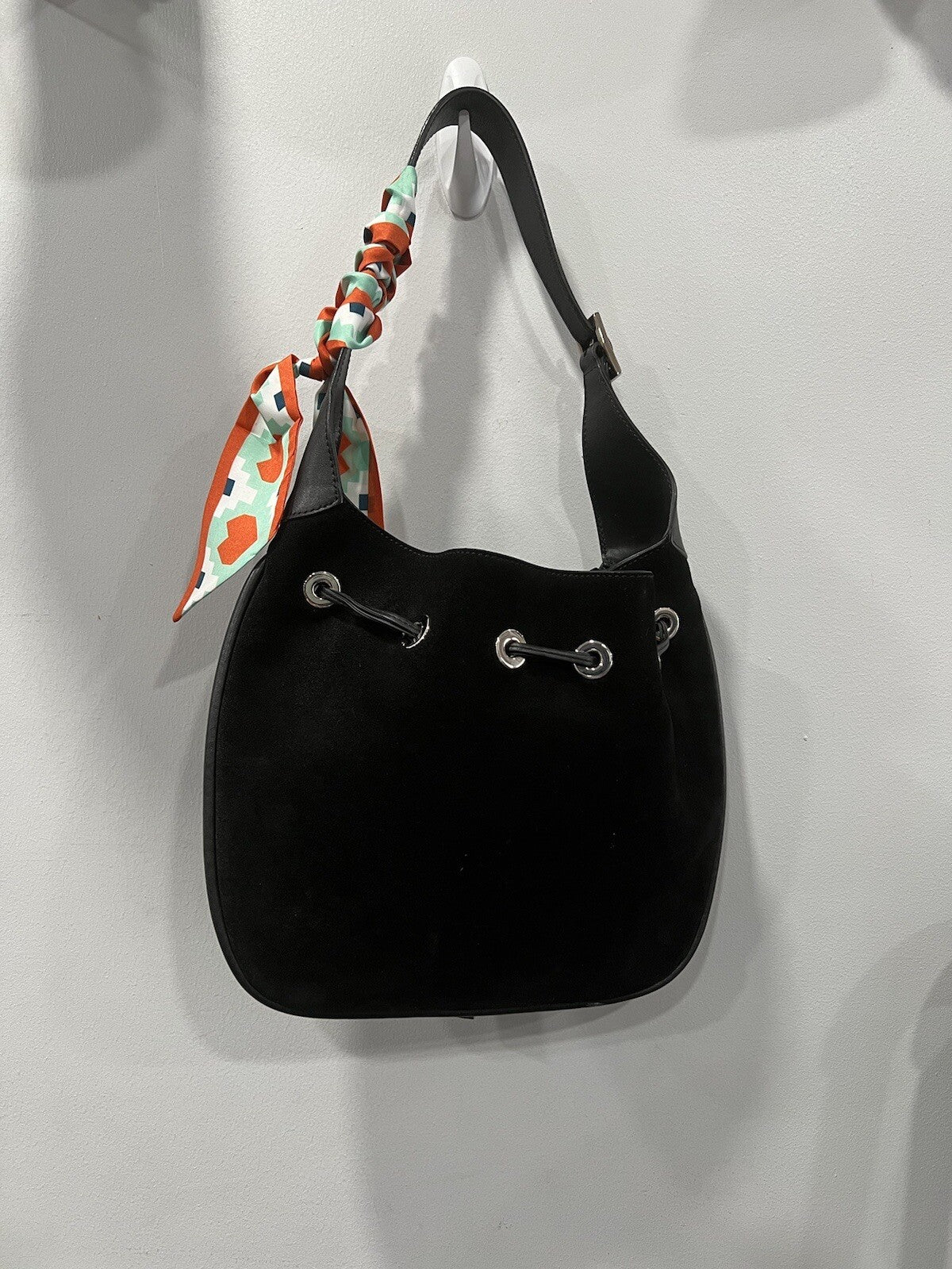 Gucci X Tom Ford Vintage Black Suede Hobo Drawstring Bag