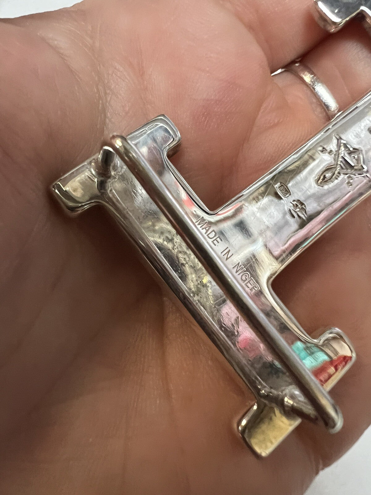 Hermes .925 H Buckle (RARE) Touraeg Croc & Reversible Belts Sz 85