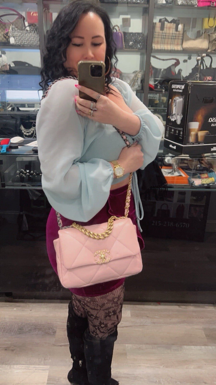 Chanel Medium 19 Flap Bag Baby Pink W/Authenticity Retail $6600
