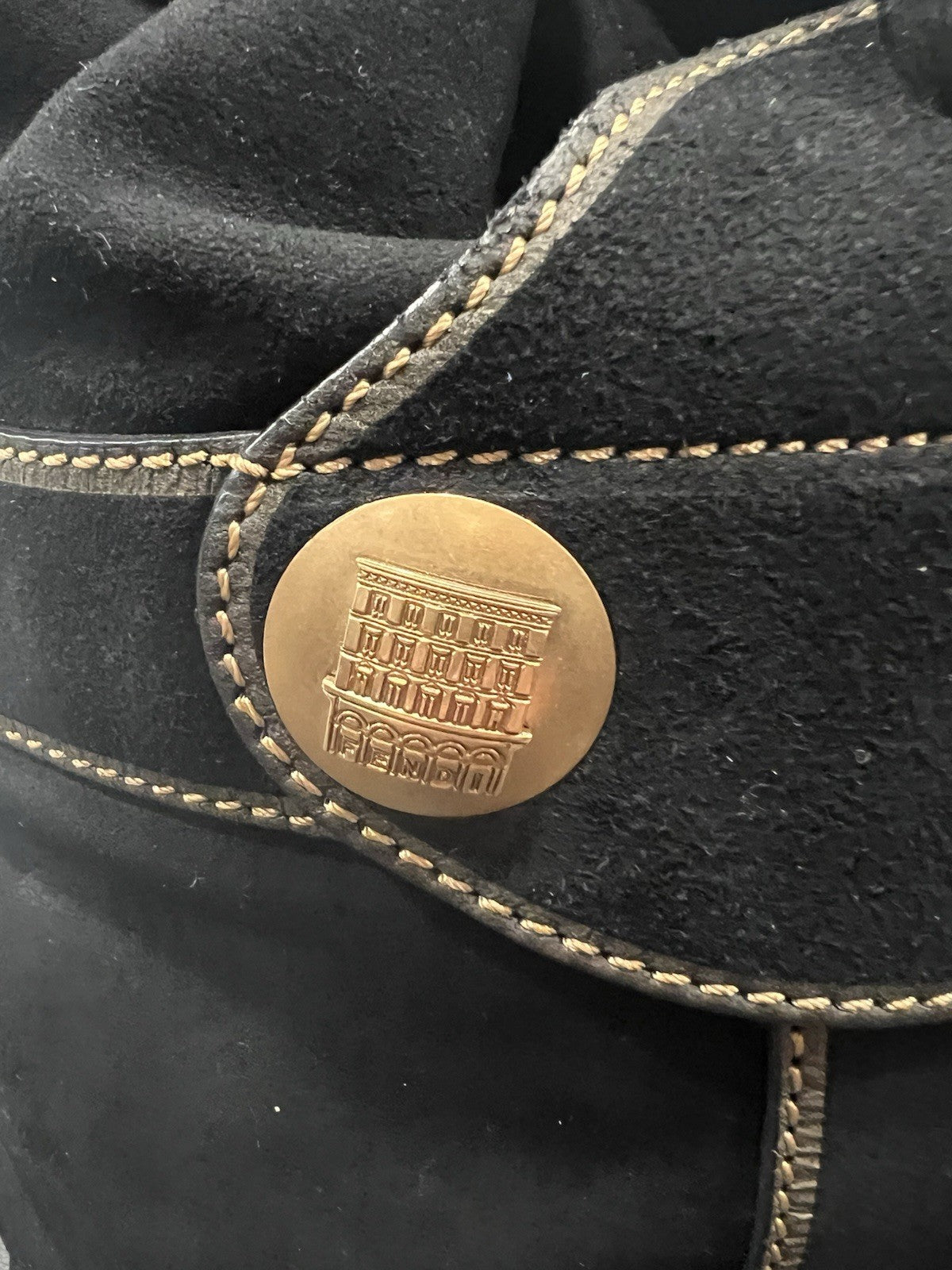 Fendi Vintage Suede Palazzo Bucket Bag Y2k 2006 Collection